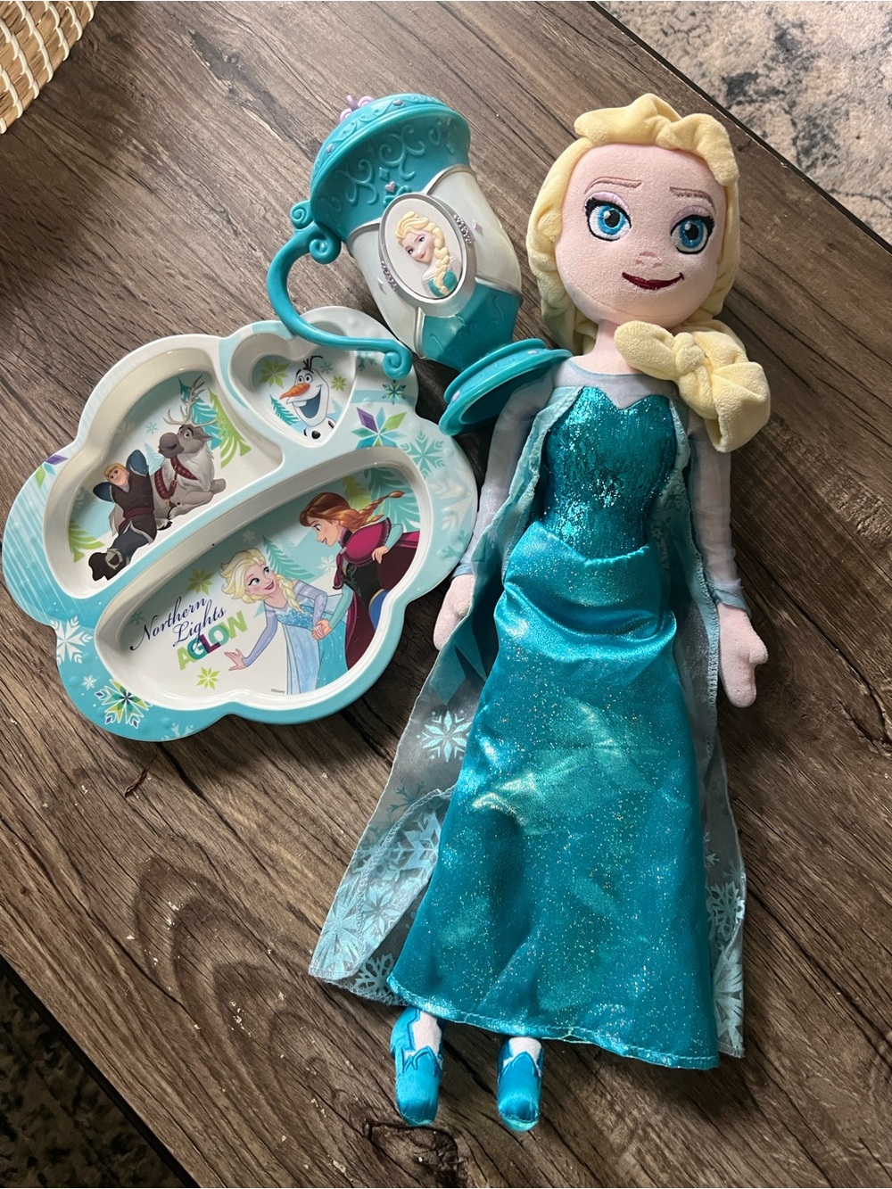Disney Elsa Plush Doll Bundle with Frozen Plate and Cup